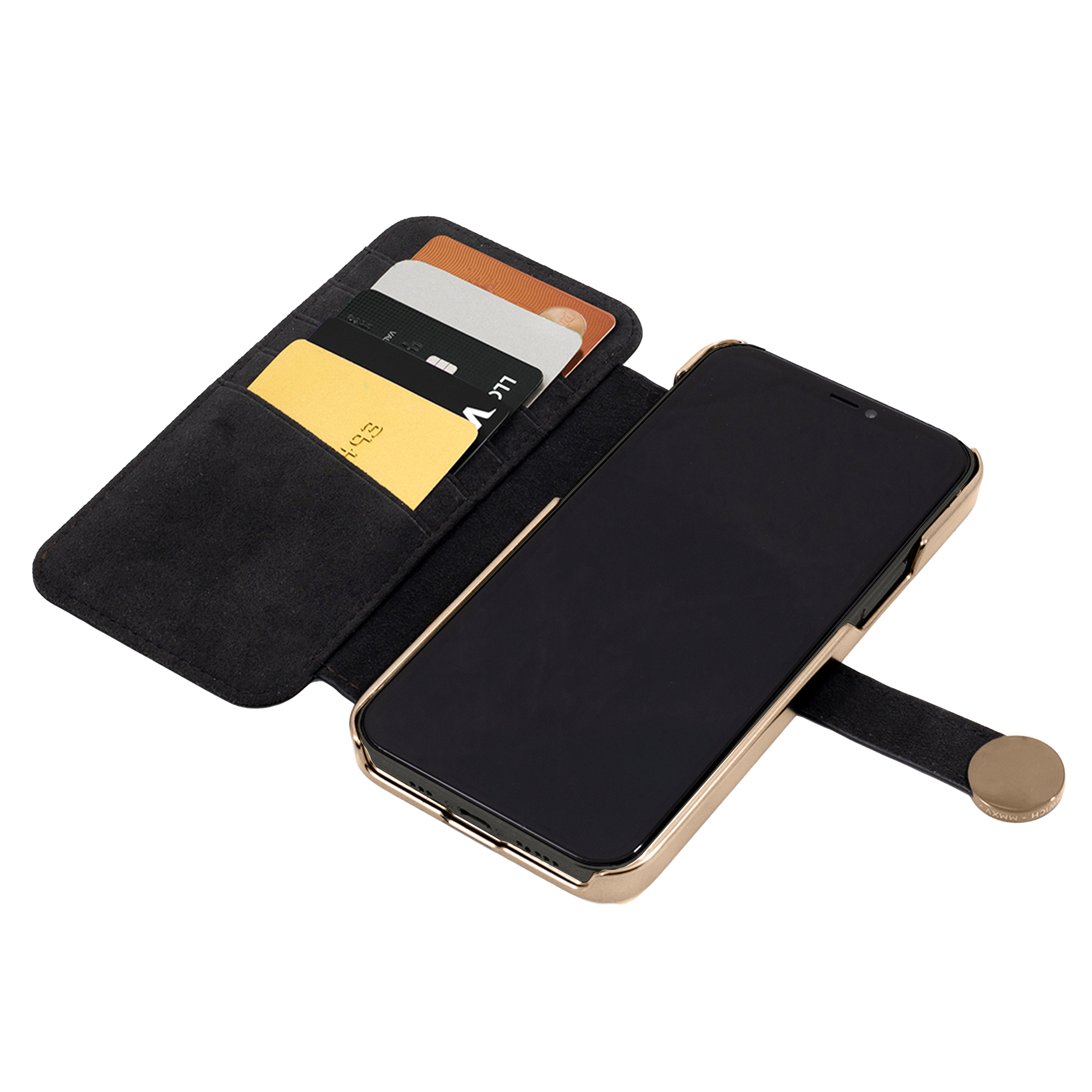 OXFORD Leather MagSafe Case for iPhone 16 - Beluga (Black) / Metal Trim