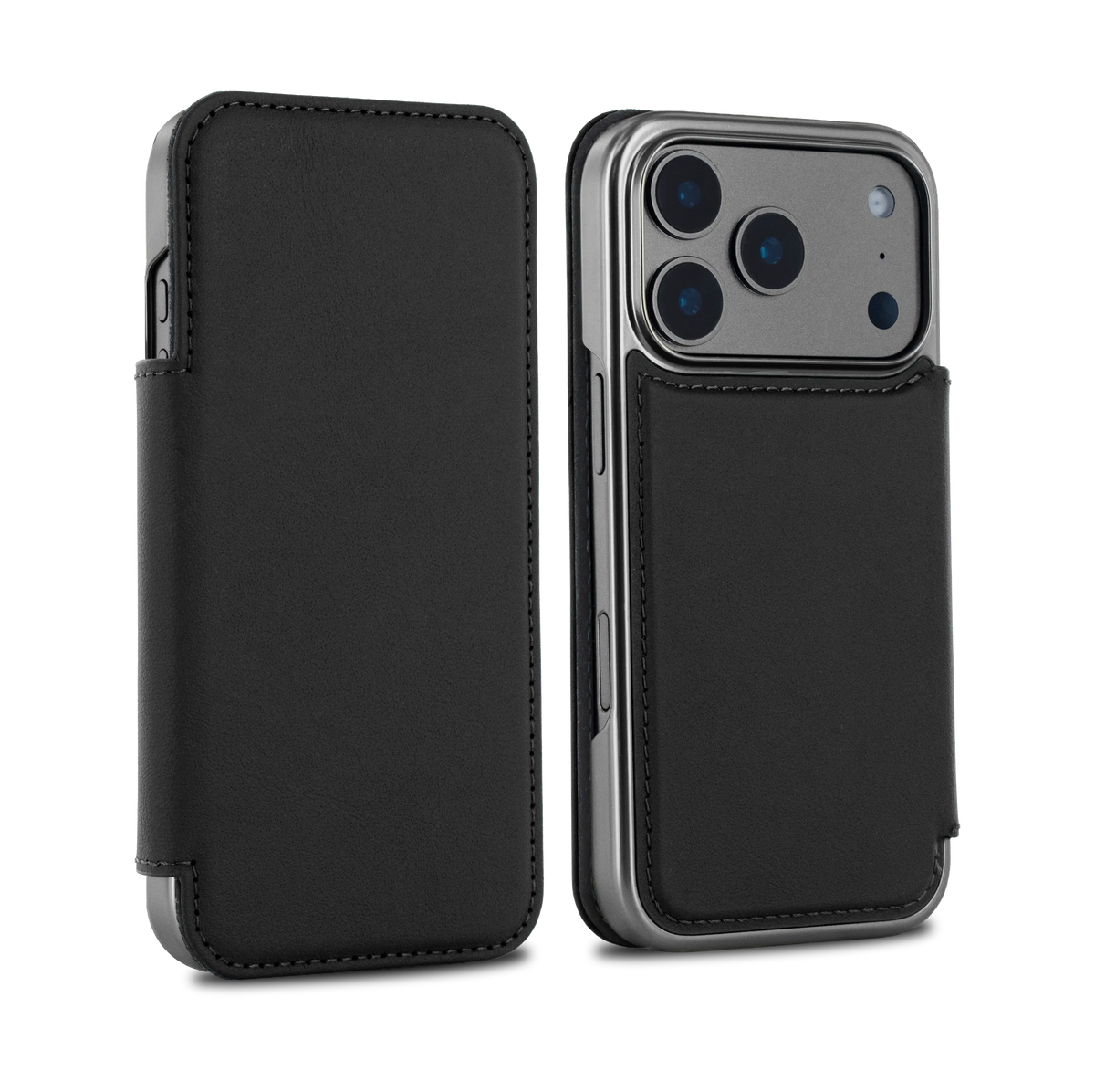 BLAKE Leather MagSafe Case for iPhone 18 Pro - Beluga (Black) / Gunmetal