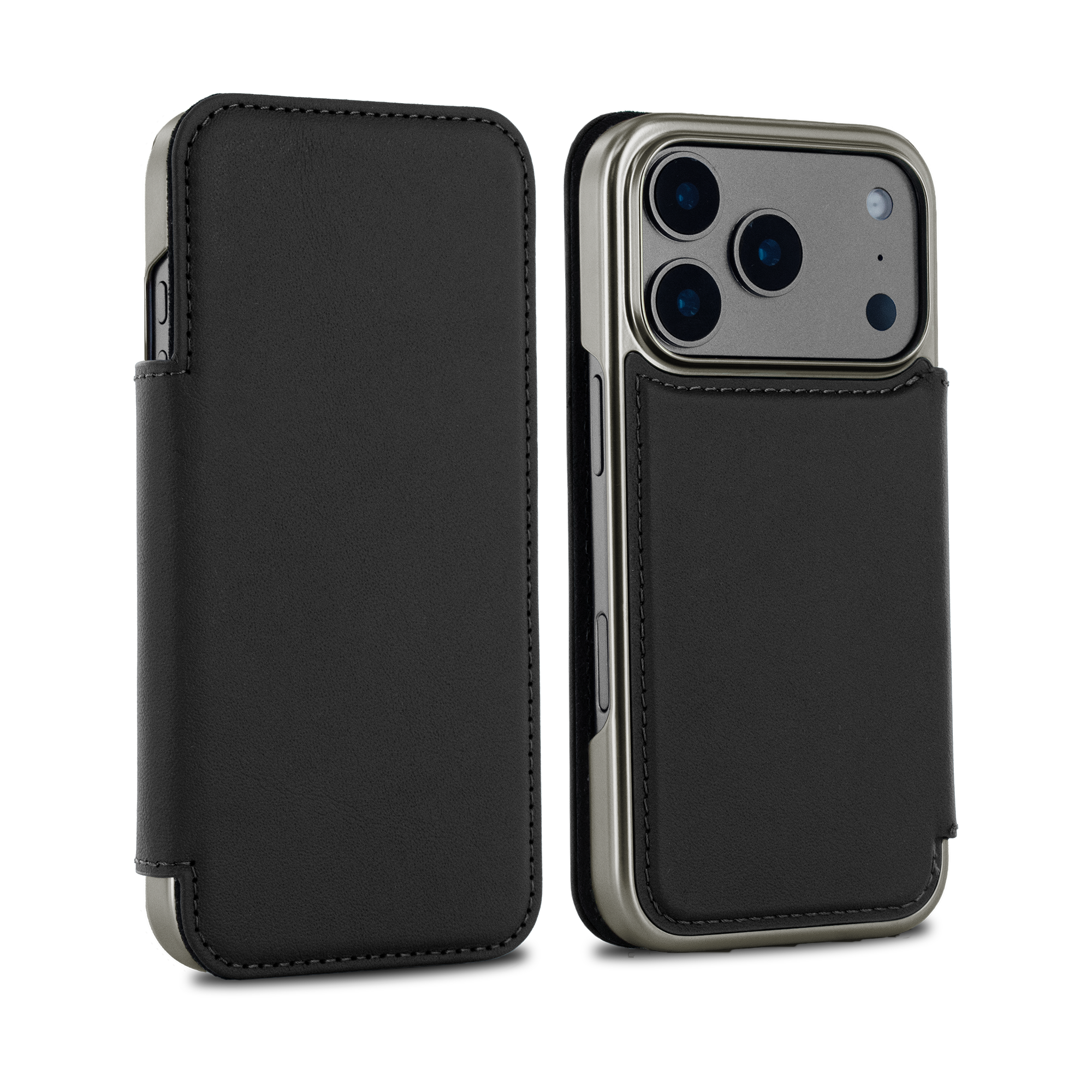 BLAKE Leather MagSafe Case for iPhone 17 Pro - Beluga (Black) / Gunmetal
