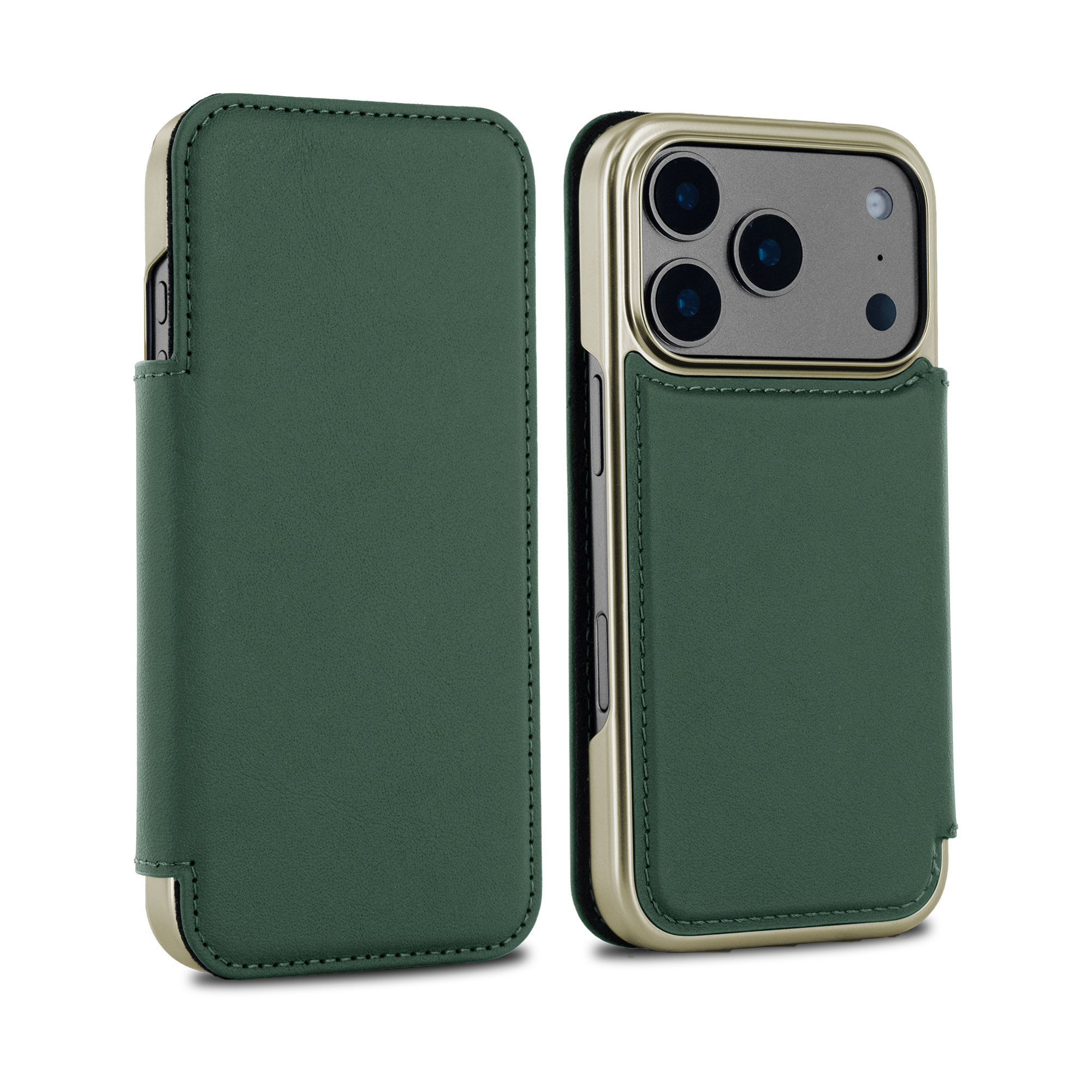 BLAKE Leather MagSafe Case for iPhone 17 Pro - Racing Green / Gold