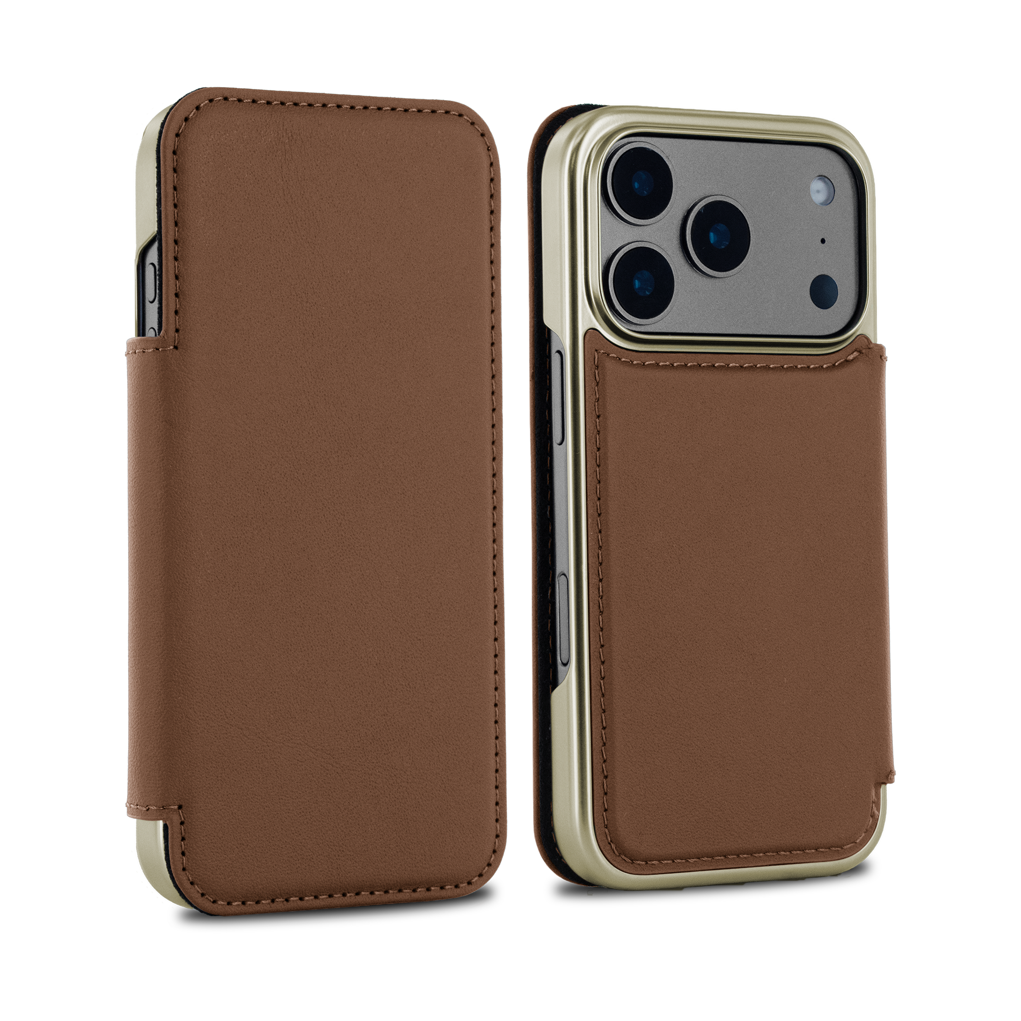 BLAKE Leather MagSafe Case for iPhone 17 Pro - Saddle (Tan) / Gold
