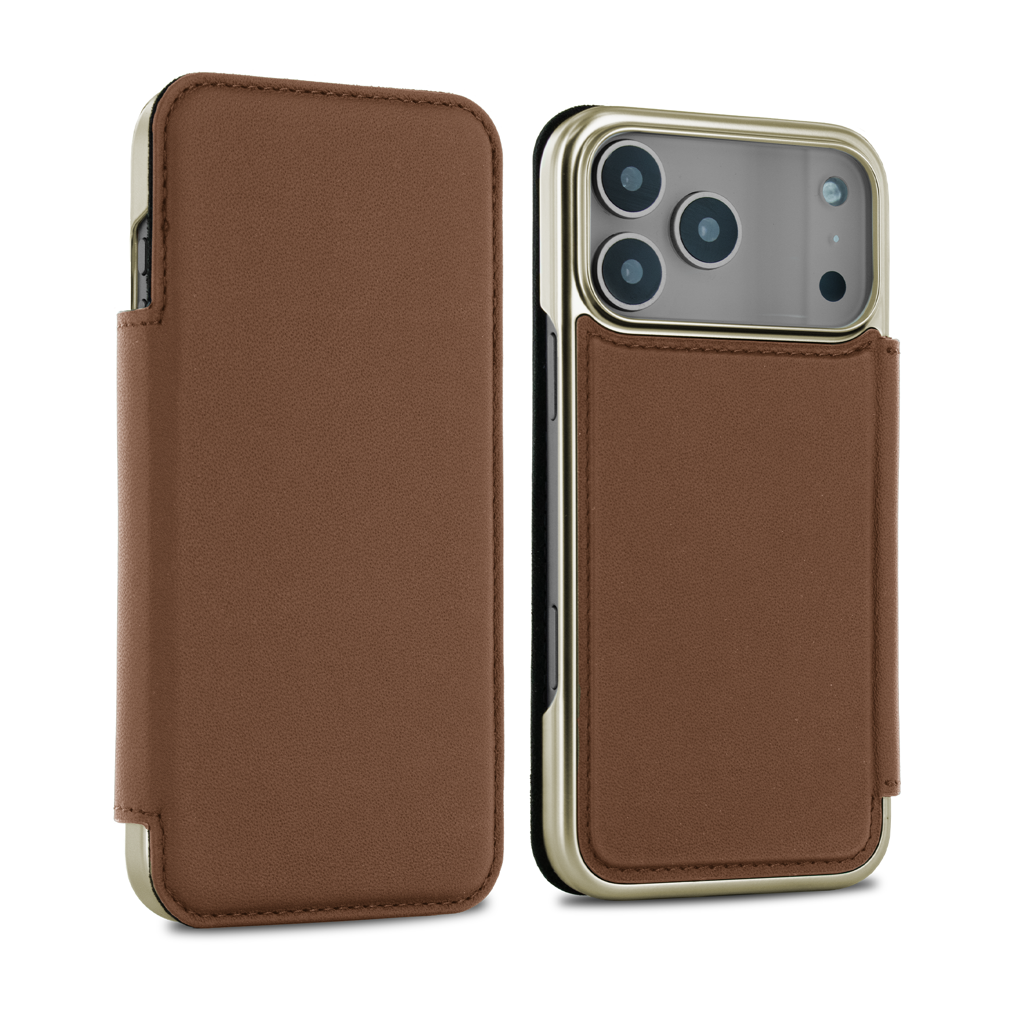 BLAKE Leather MagSafe Case for iPhone 17 Pro Max - Saddle (Tan) / Gold