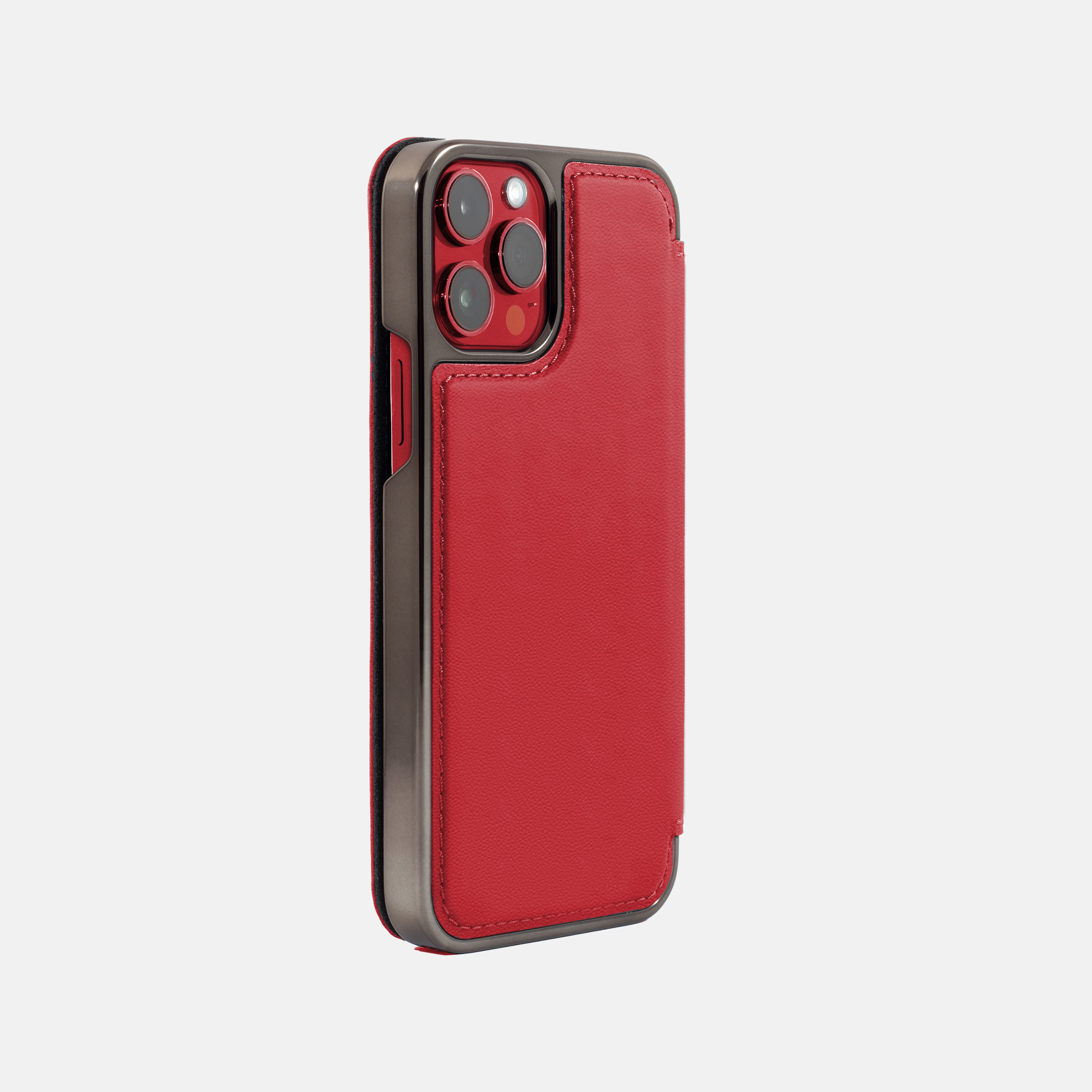 British Army BLAKE Leather MagSafe Case for iPhone 14 Pro - Flash (Red) / Gunmetal