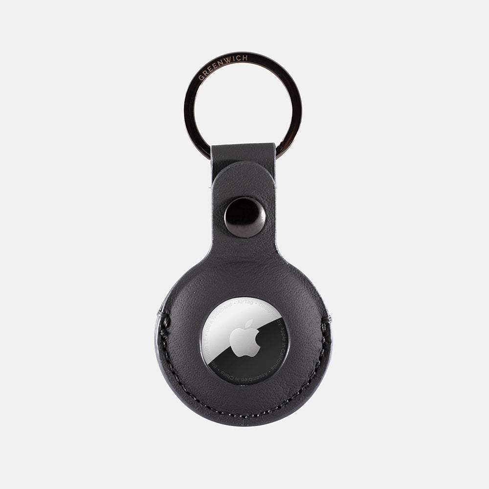 BEACON Leather Holder with Keyring for AirTag - Beluga (Black)