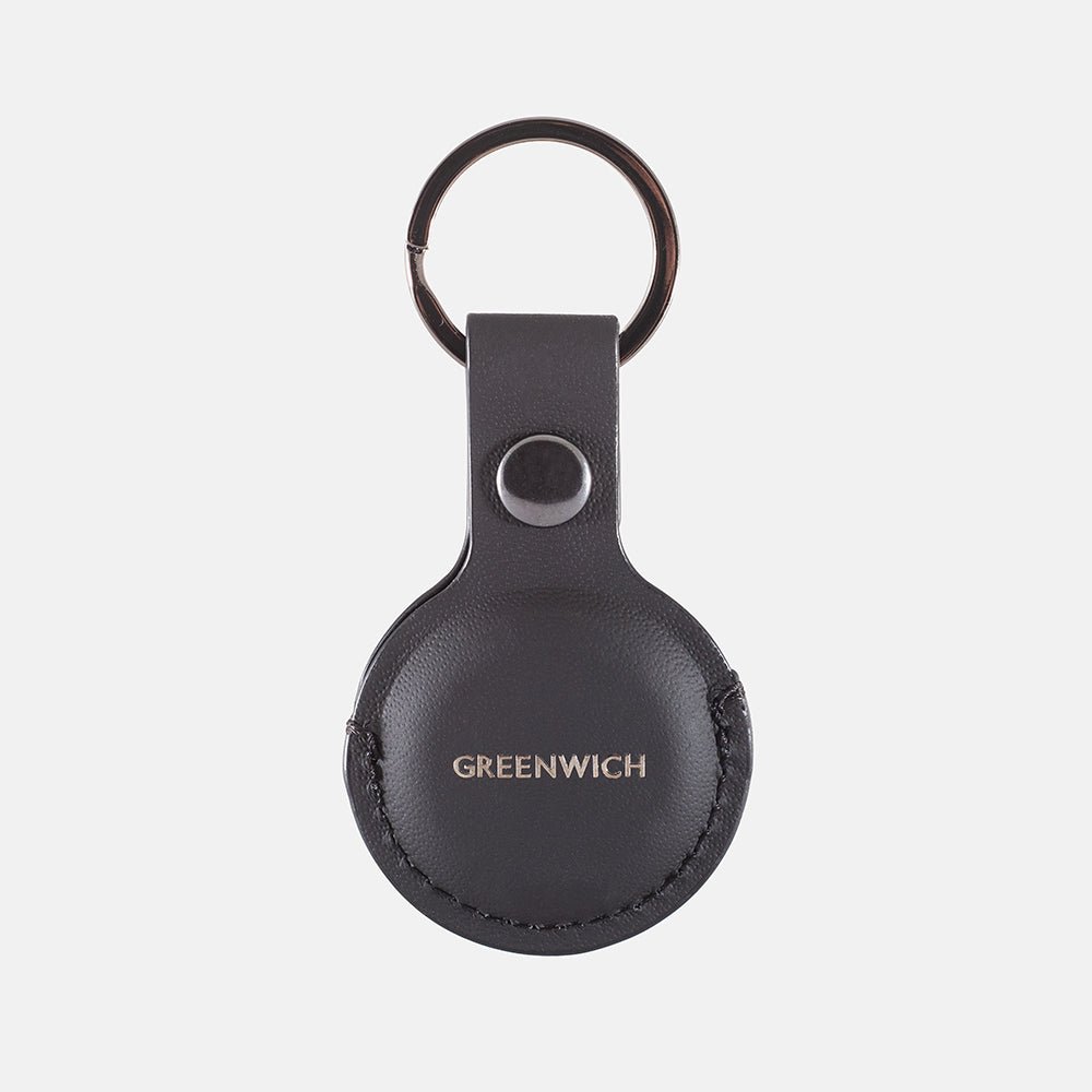 BEACON Leather Holder with Keyring for AirTag - Beluga (Black)
