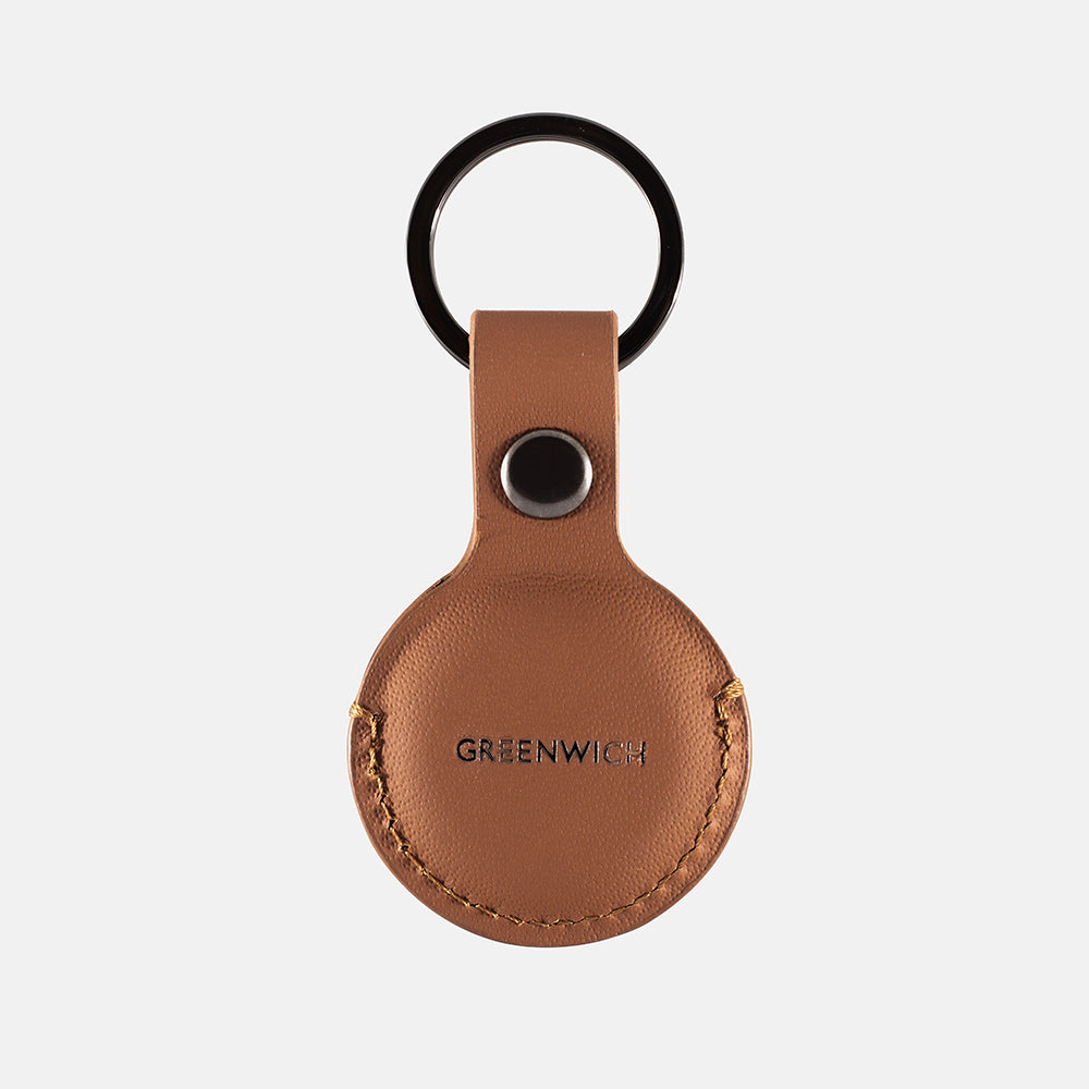 BEACON Leather Holder with Keyring for AirTag - Saddle (Tan)