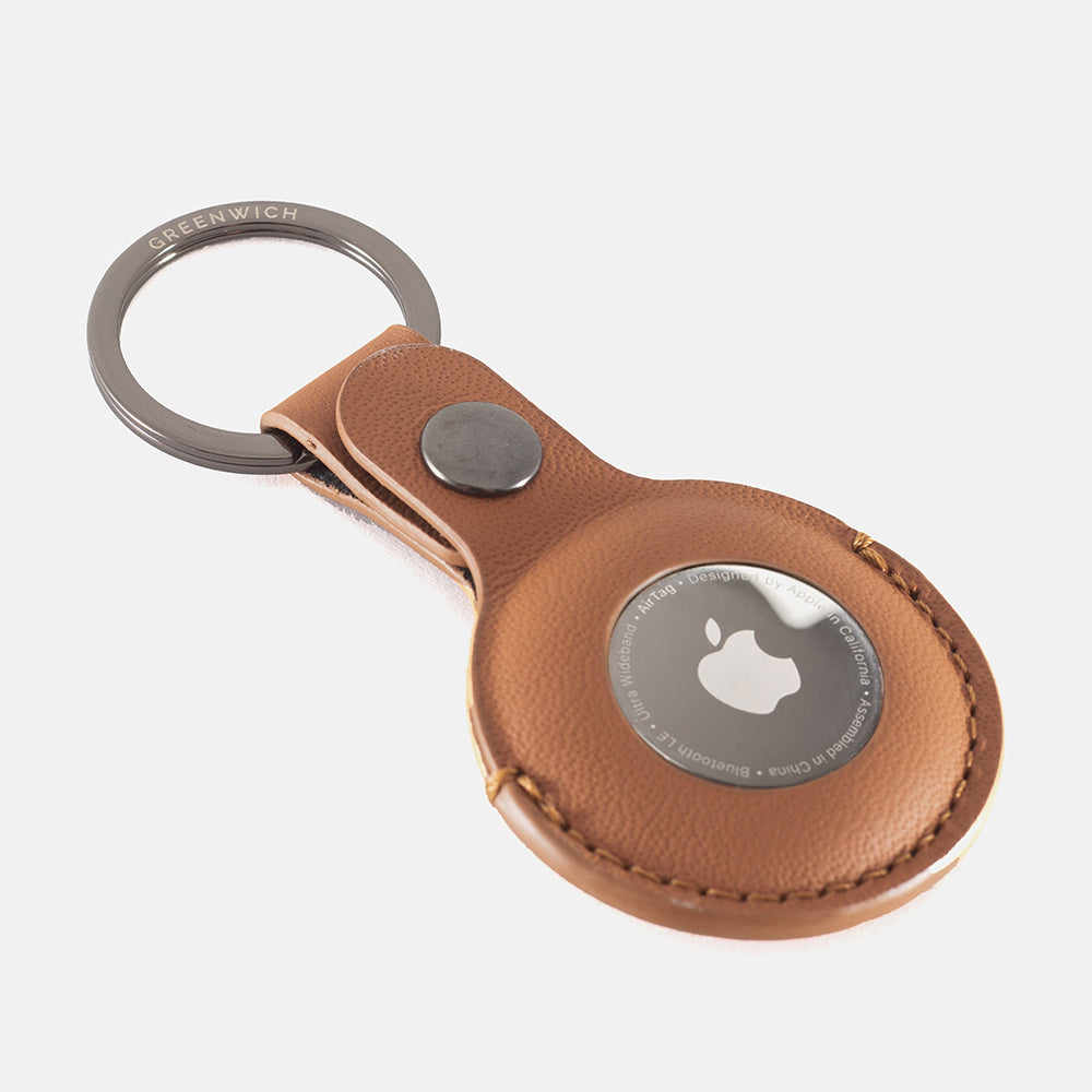 BEACON Leather Holder with Keyring for AirTag - Saddle (Tan)