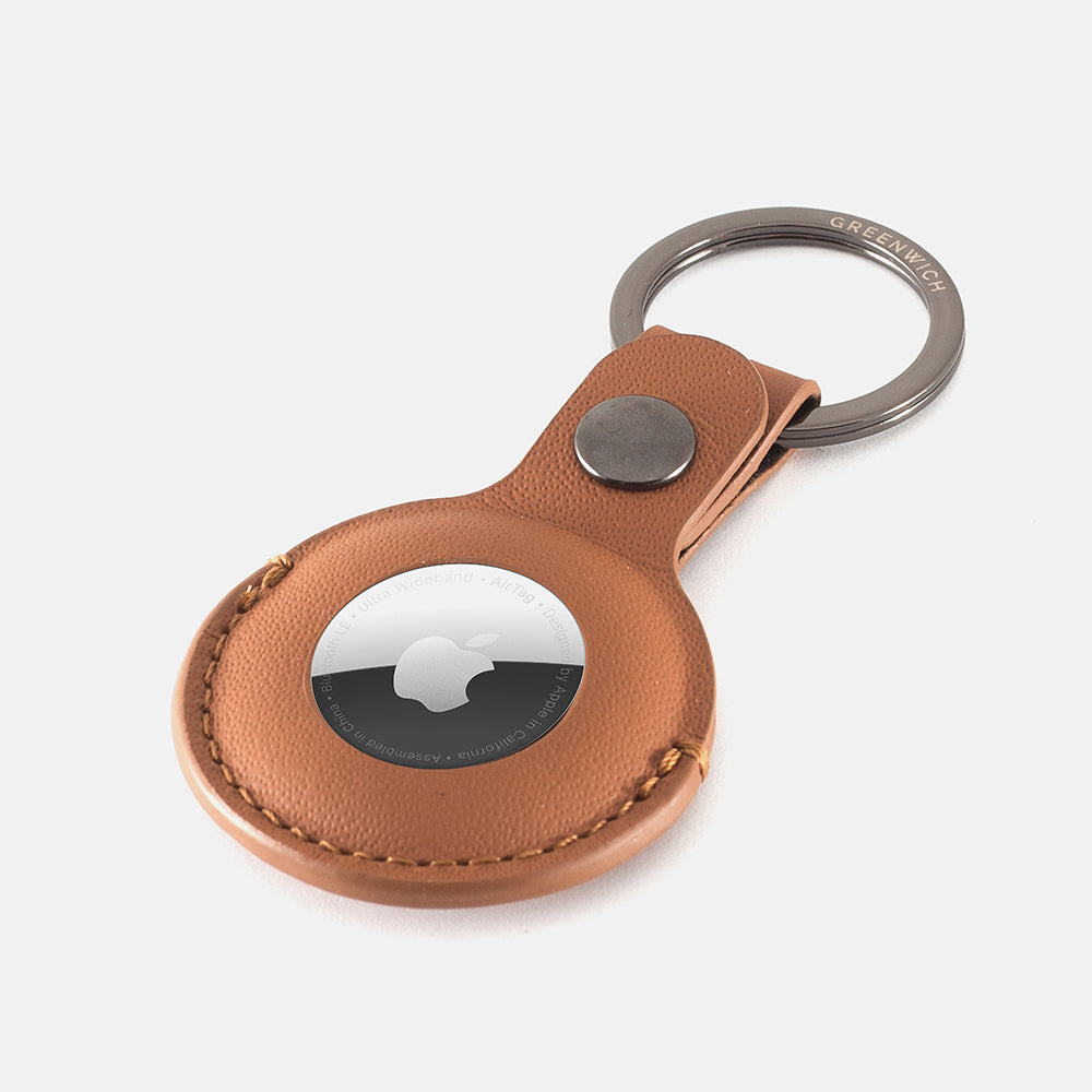 BEACON Leather Holder with Keyring for AirTag - Saddle (Tan)