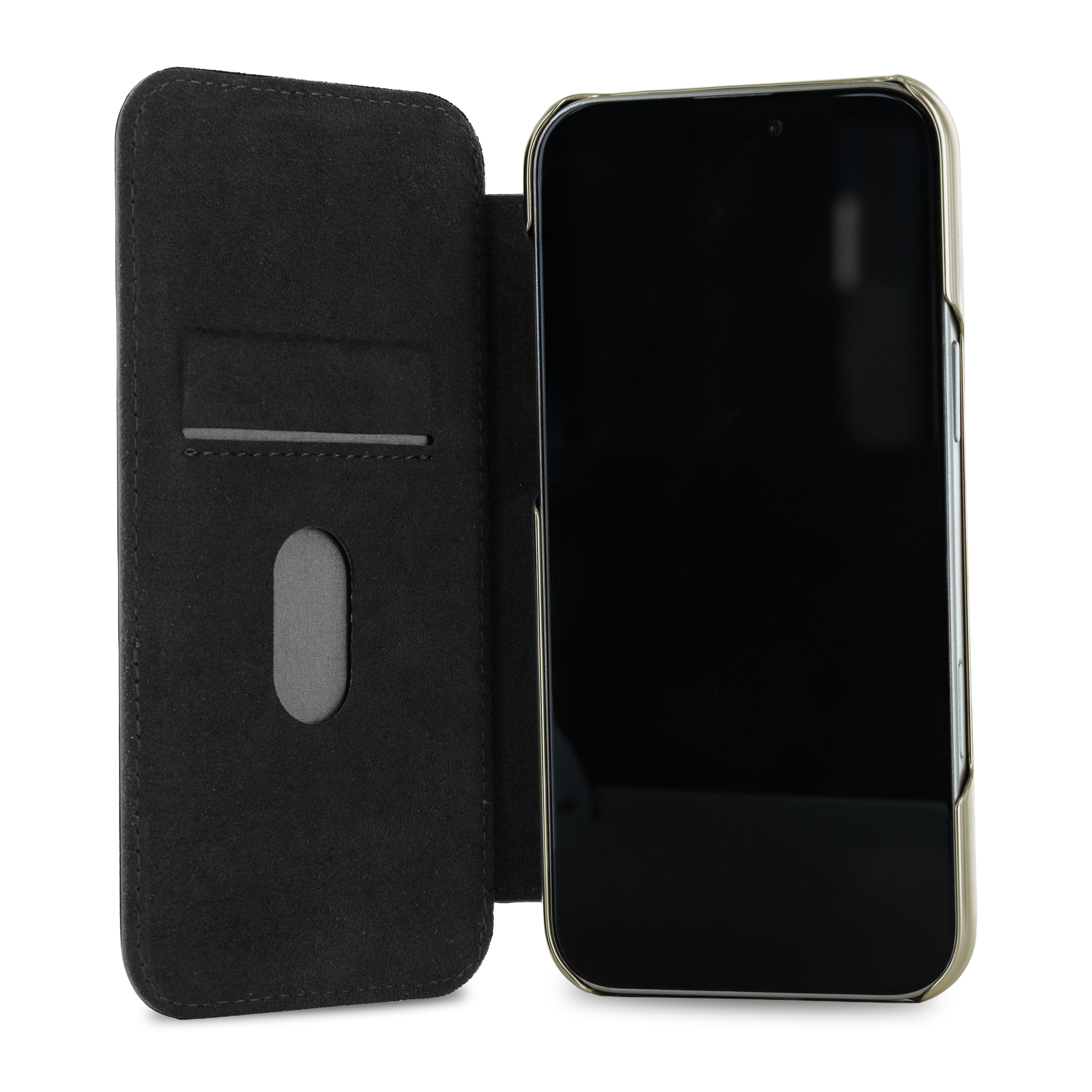 BLAKE Leather MagSafe Case for iPhone 16 Pro Max - Beluga (Black) / Gold