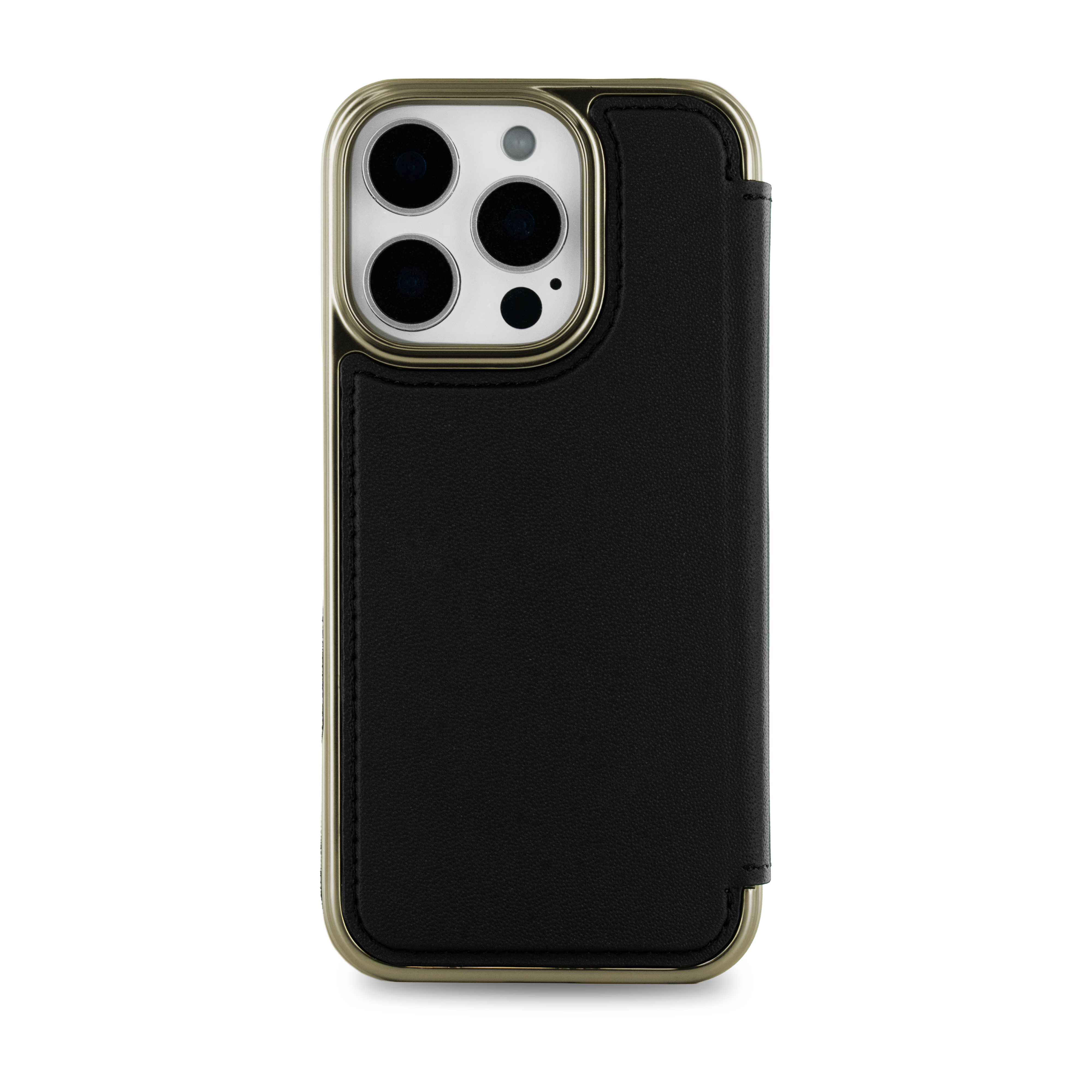 BLAKE Leather MagSafe Case for iPhone 16 Pro - Beluga (Black) / Gold