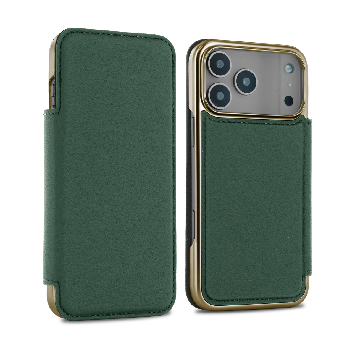BLAKE Leather MagSafe Case for iPhone 18 Pro Max - Buckingham (Green) / Antique Gold
