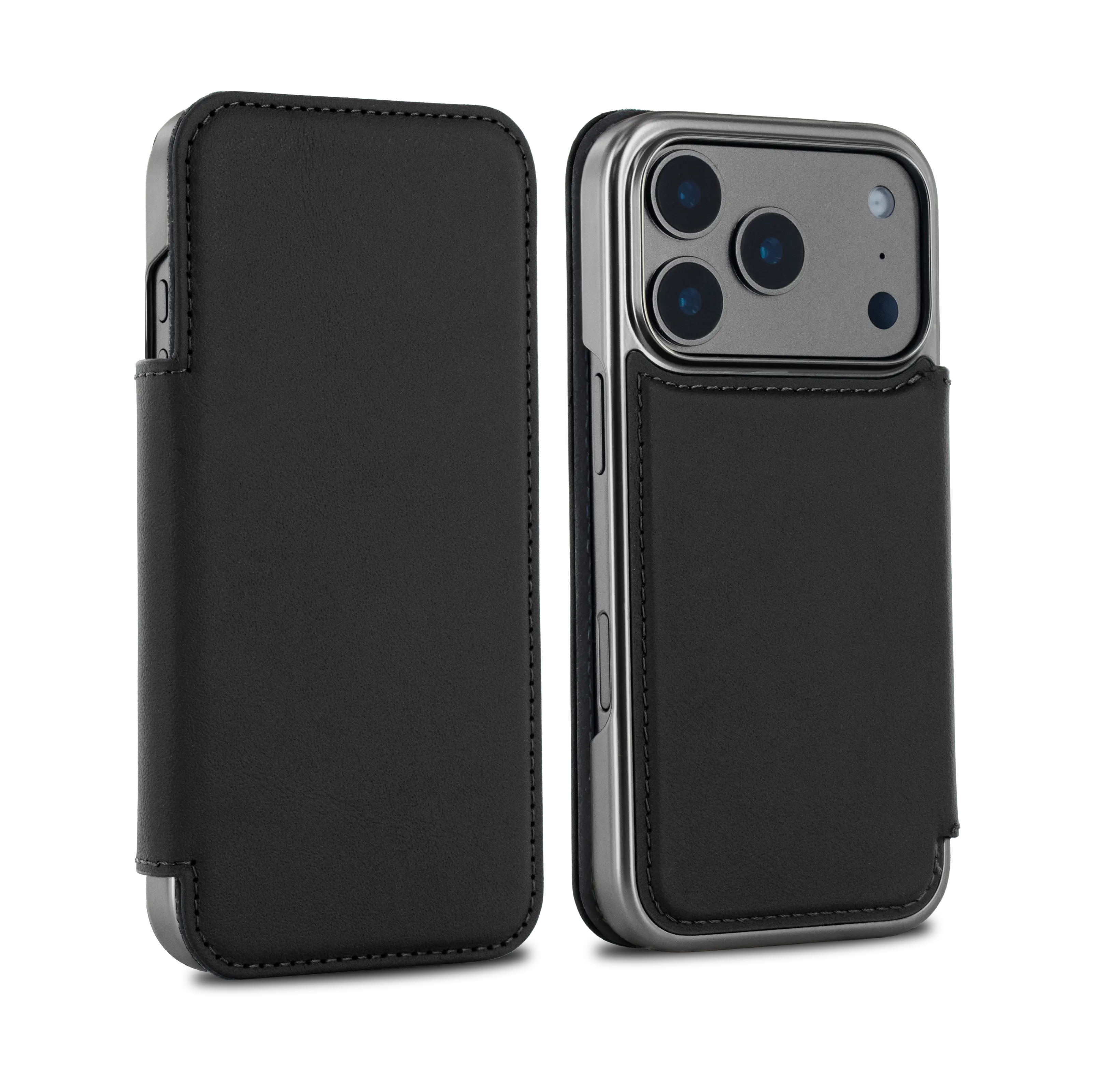 BLAKE Leather MagSafe Case for iPhone 18 Pro - Beluga (Black) / Gunmetal