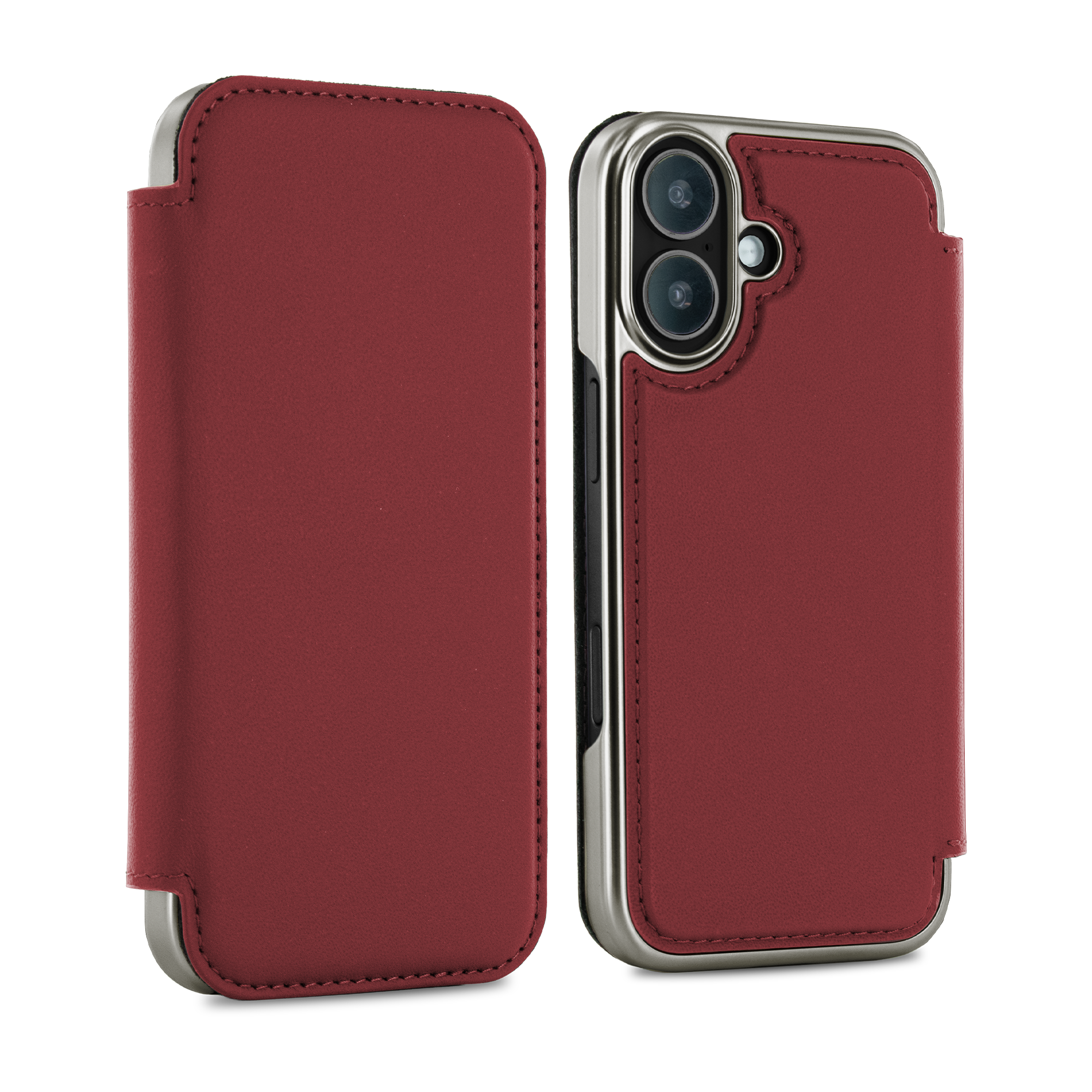 BLAKE Leather MagSafe Case for iPhone 17 - Fireglow (Red) / Gunmetal