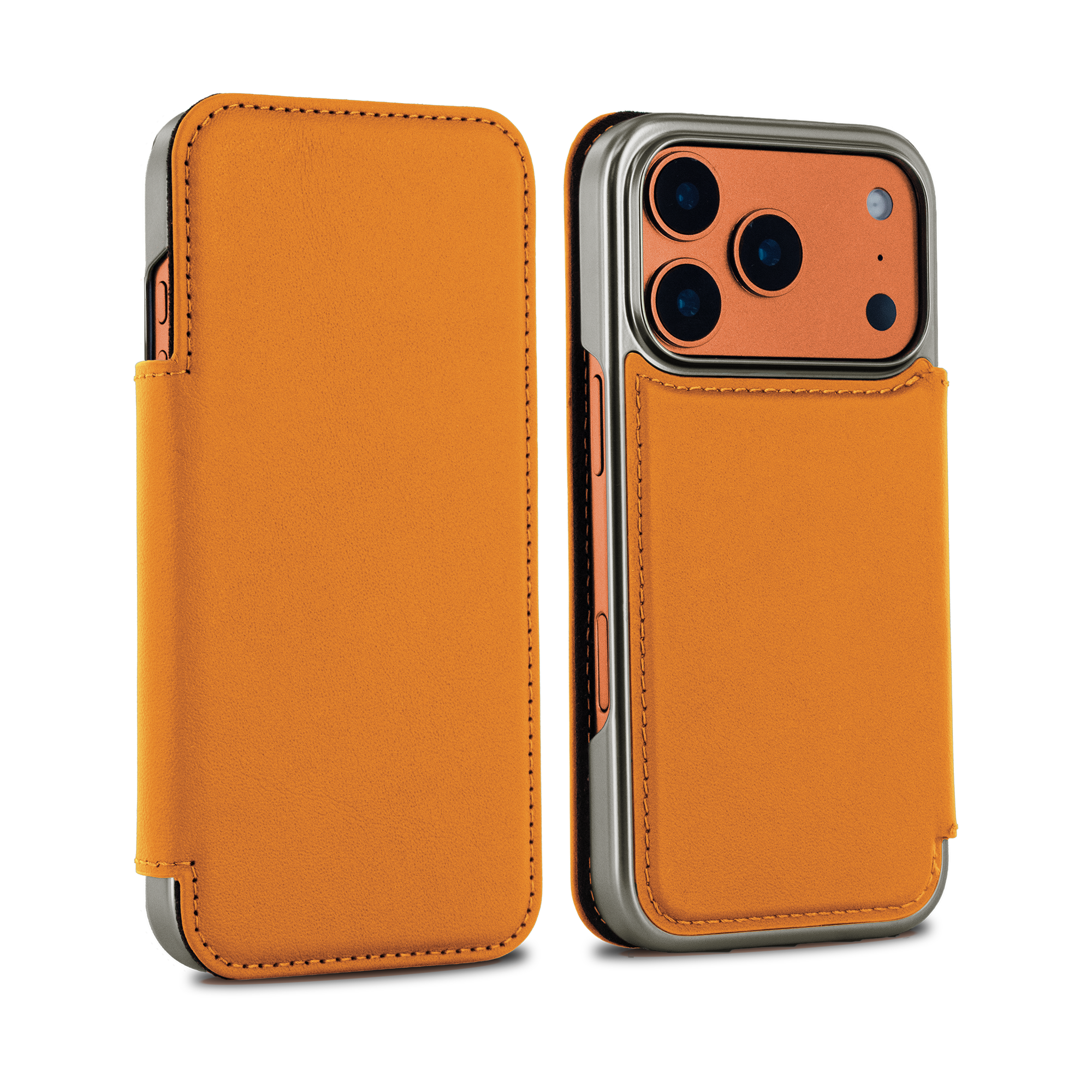 BLAKE Leather MagSafe Case for iPhone 17 Pro Max - Arancia (Orange) / Gunmetal