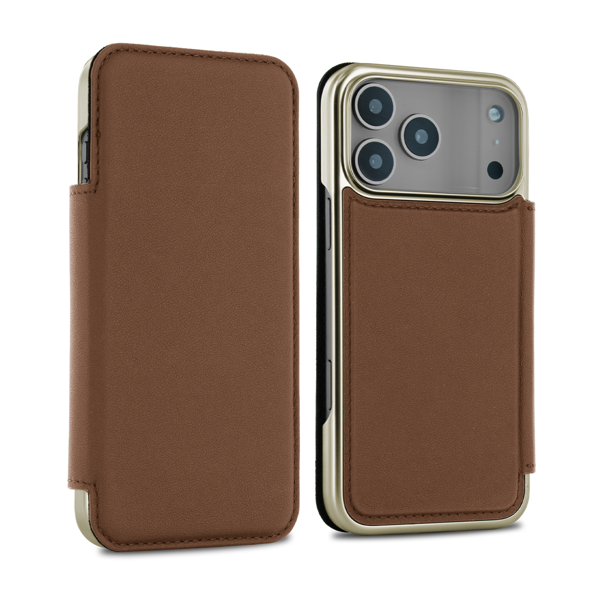 BLAKE Leather MagSafe Case for iPhone 17 Pro Max - Saddle (Tan) / Gold