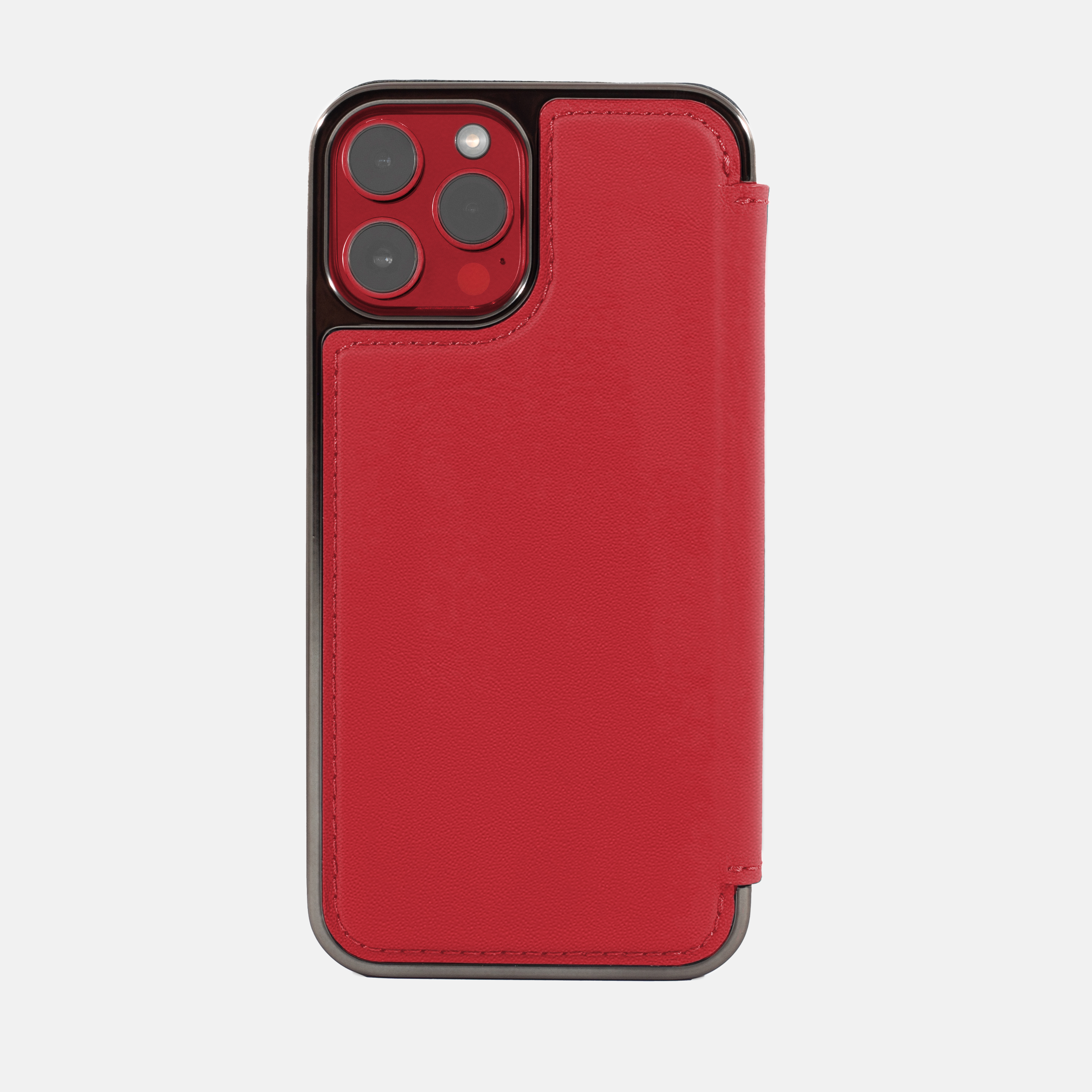 British Army BLAKE Leather MagSafe Case for iPhone 14 Pro - Flash (Red) / Gunmetal