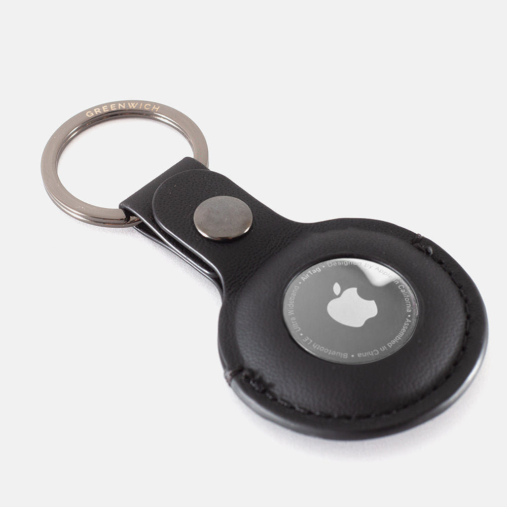 BEACON Leather Holder with Keyring for AirTag - Beluga (Black)