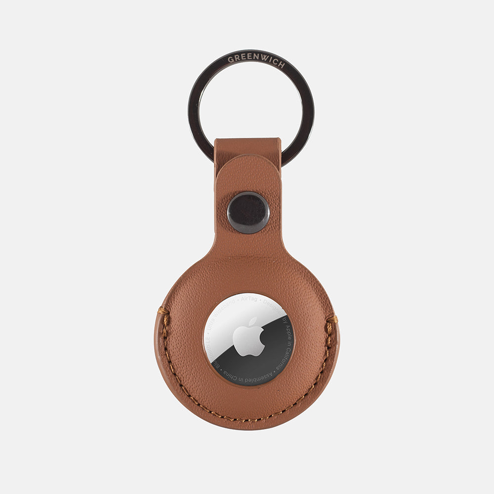 BEACON Leather Holder with Keyring for AirTag - Saddle (Tan)