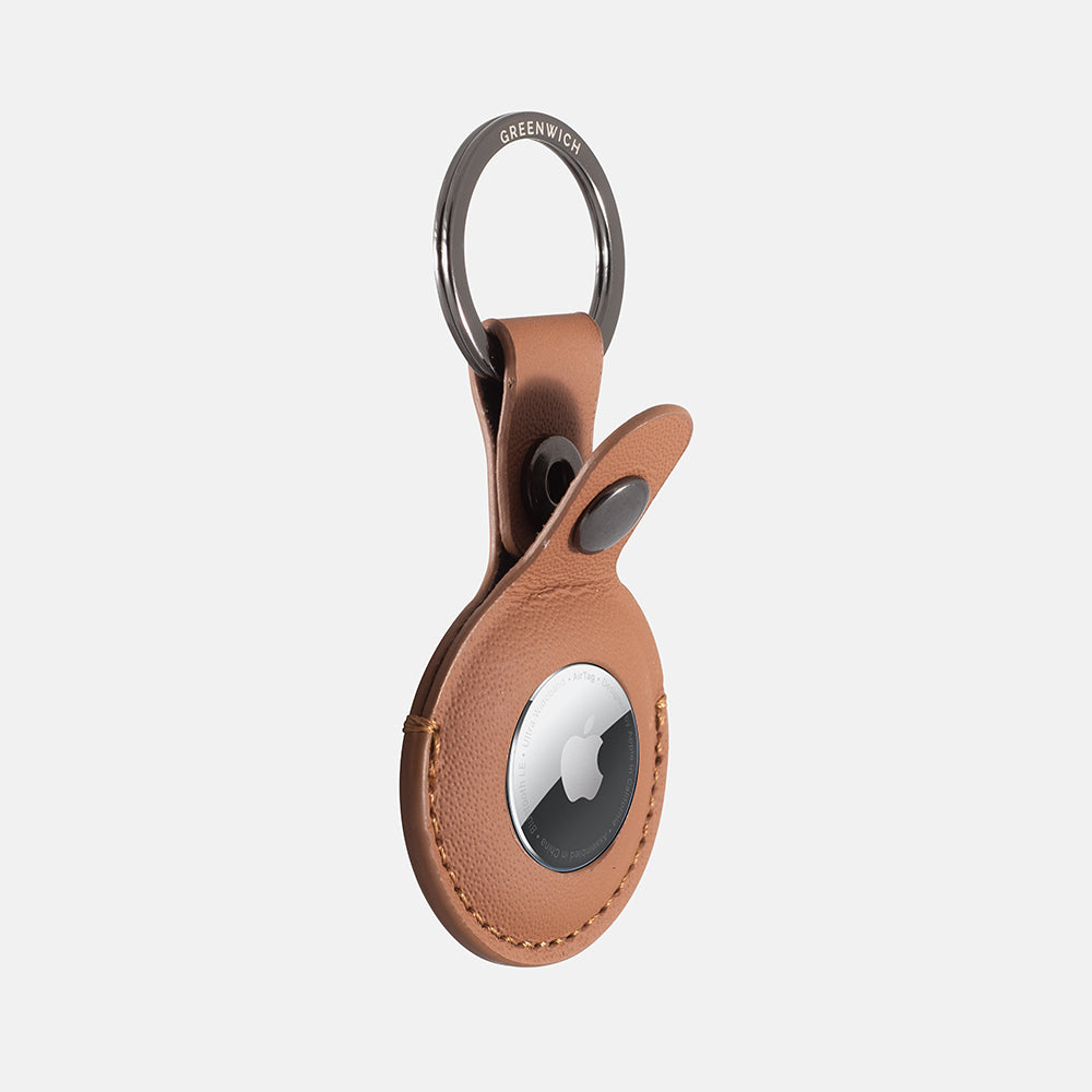 BEACON Leather Holder with Keyring for AirTag - Saddle (Tan)